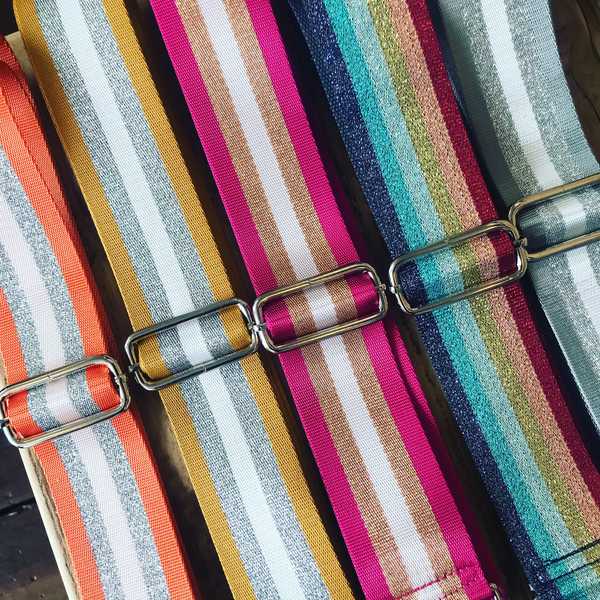 FABRIC BAG STRAPS (SILVER COLOURED CLASPS)