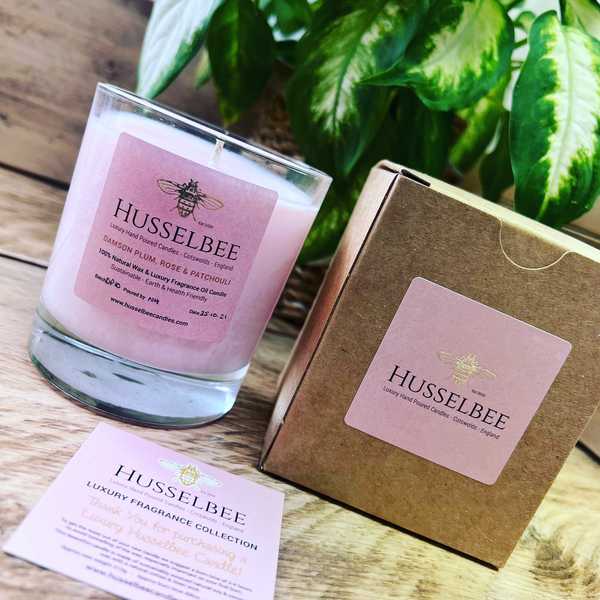 DAMSON PLUM, ROSE AND PATCHOULI HAND POURED CANDLES