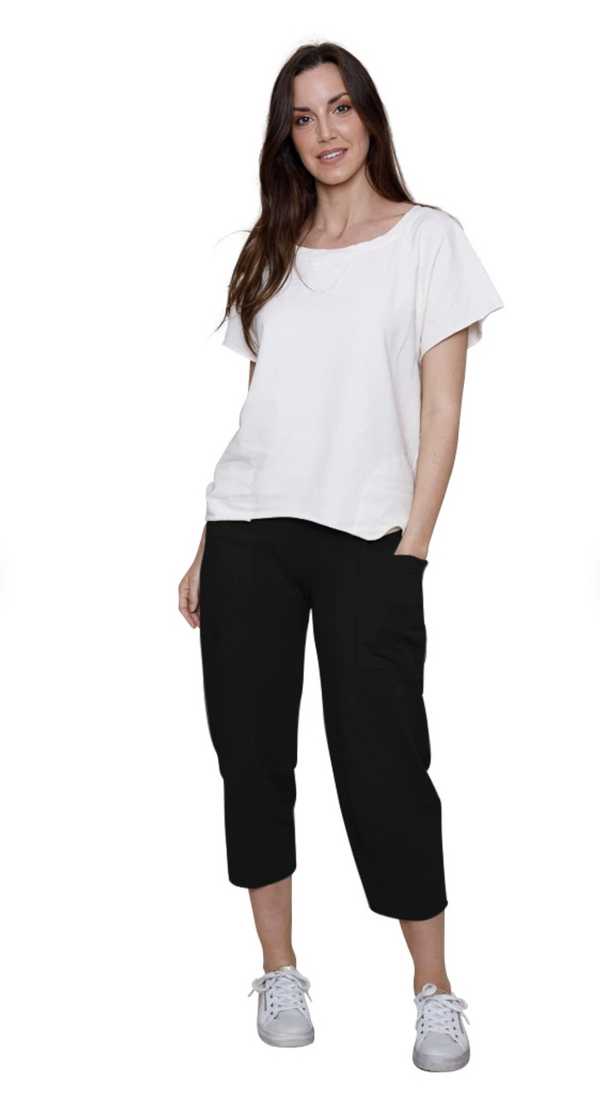 FRONT POCKET CROPPED TROUSERS