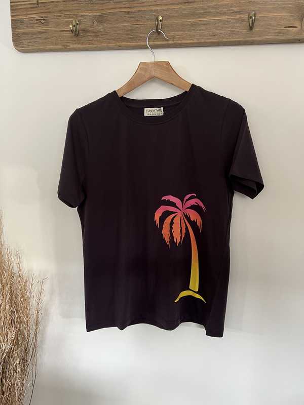 MAGGIE CHARCOAL PALM TREE T SHIRT